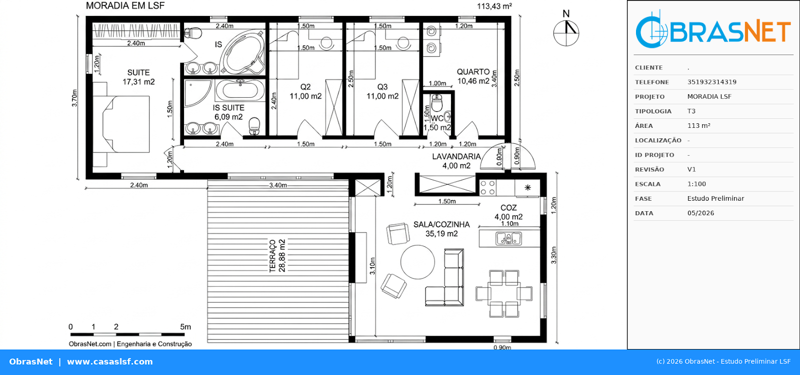 Planta T3 113m²
