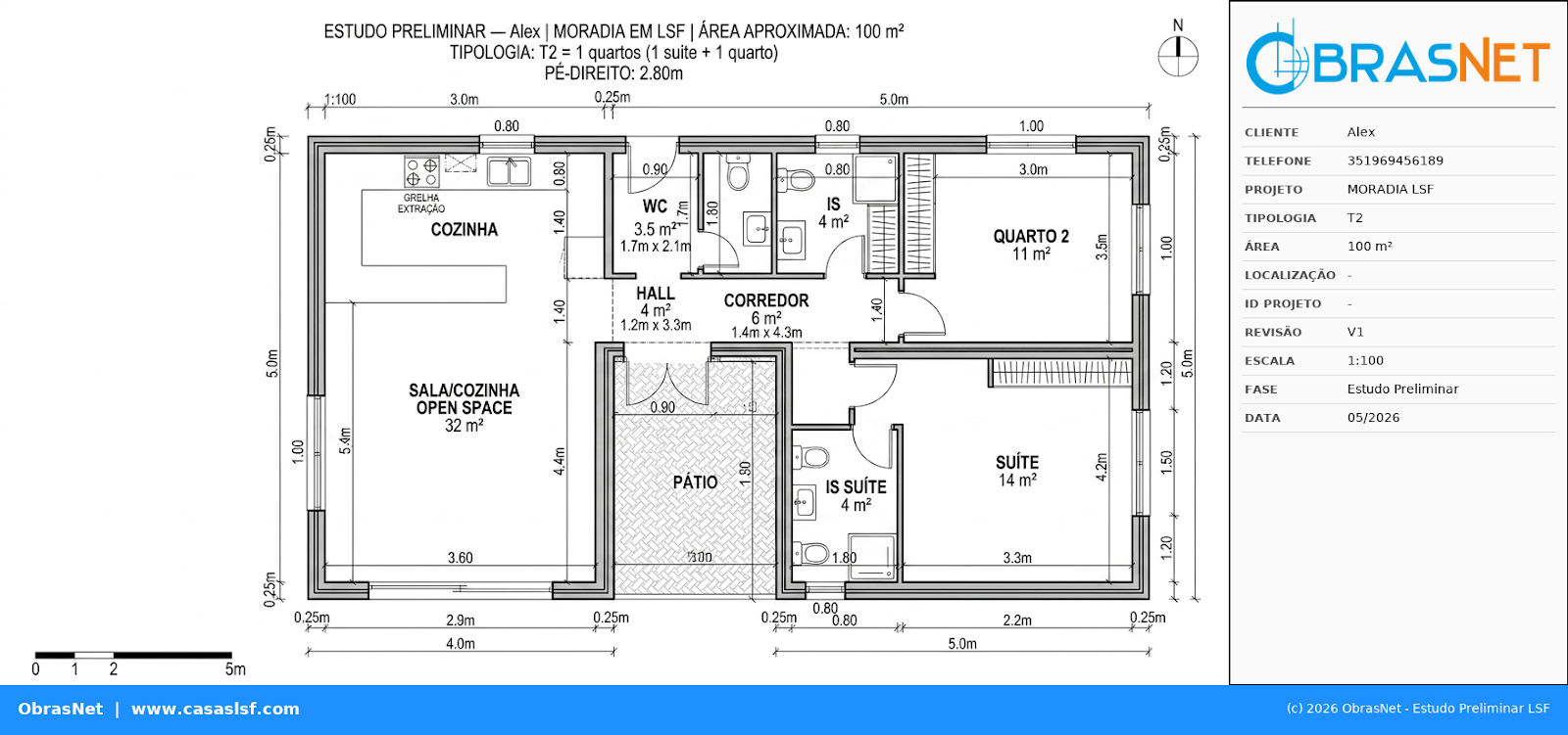 Planta T2 100m²