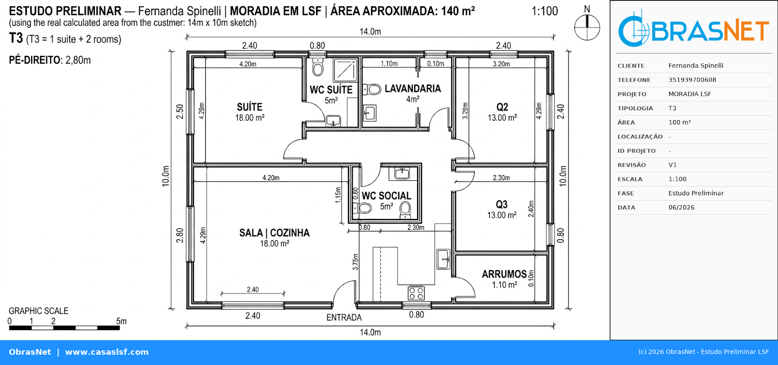 Planta T3 100m²