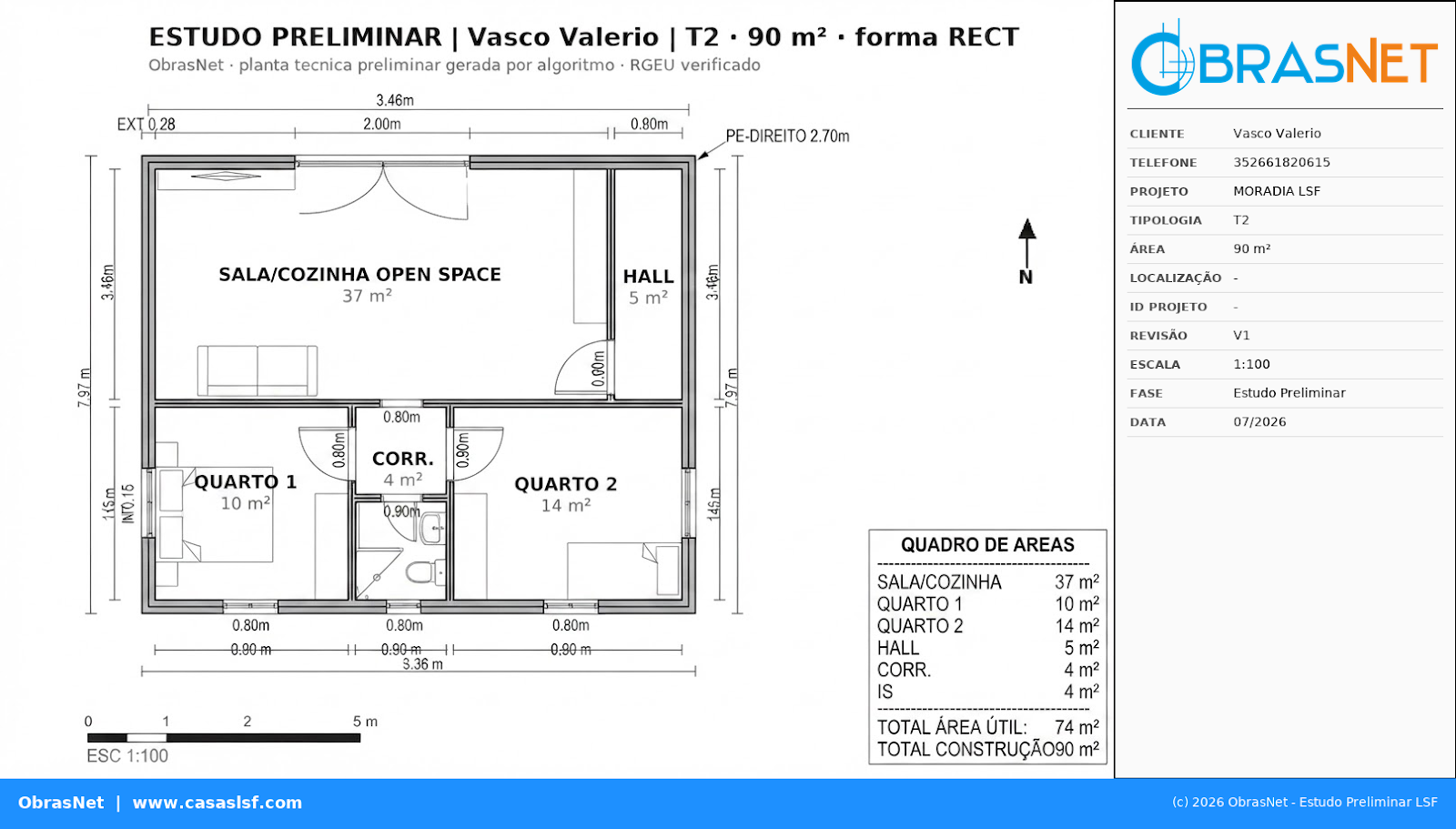 Planta T2 90m²