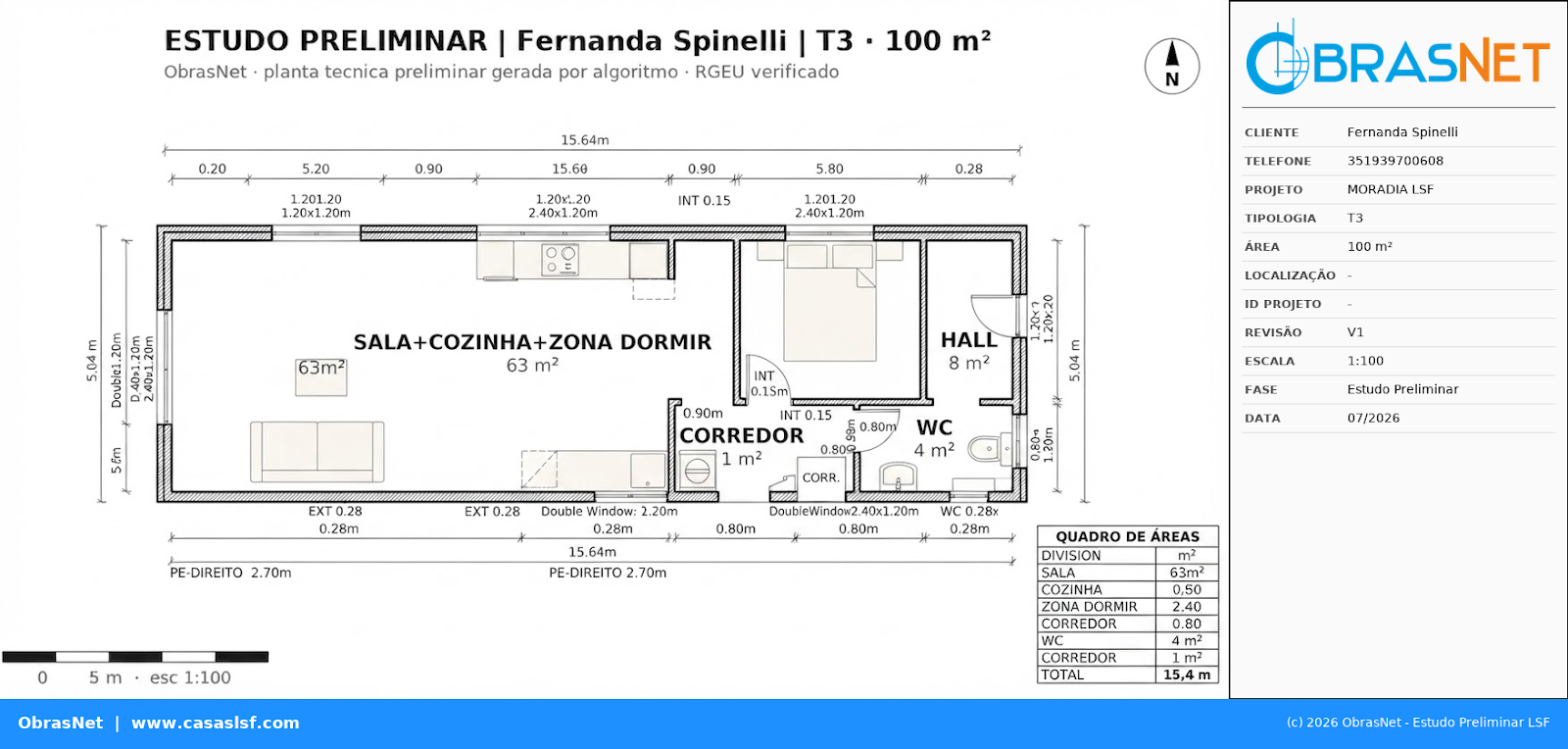Planta T3 100m²