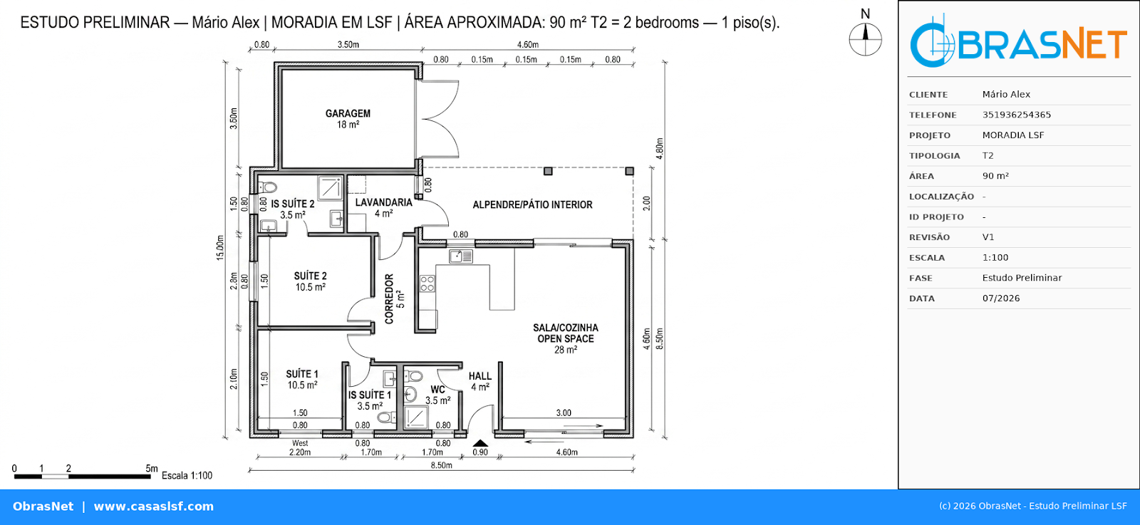 Planta T2 90m²