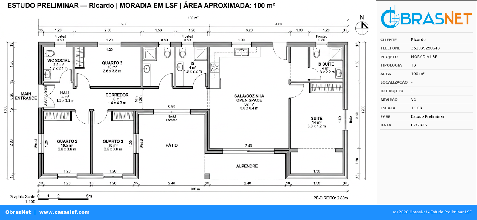 Planta T3 100m²