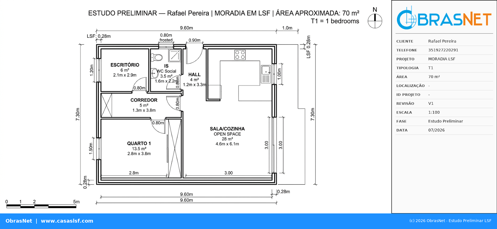 Planta T1 70m²