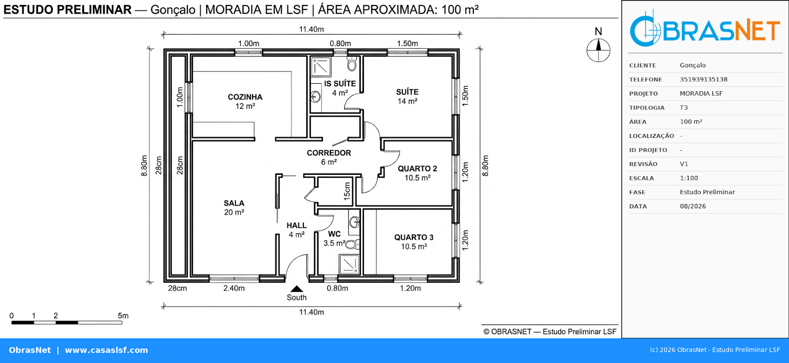 Planta T3 100m²